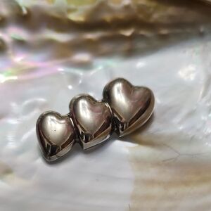 Silver Heart Trio Brooch